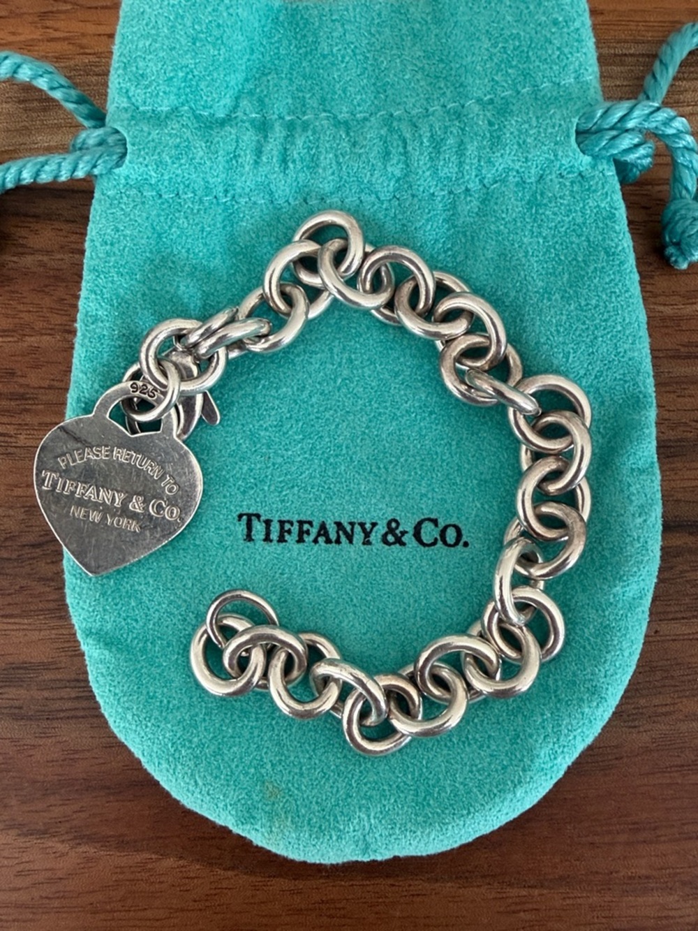 Tiffany & Co. Heart Tag Charm Link Bracelet in Silver 7.5” 925 Sterling silver